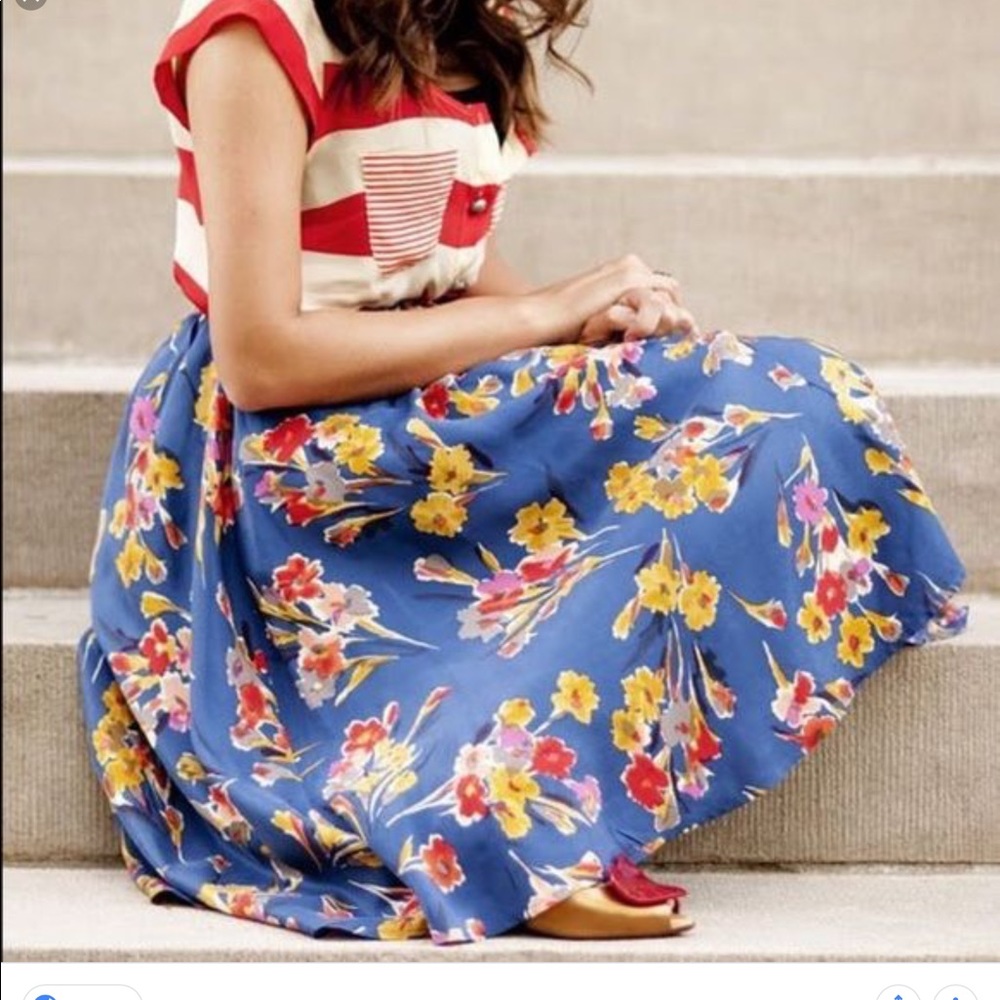 Esme & Esyllte Goldfield Silk Skirt Anthropologie